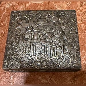Antique silver-plated repoussé box
